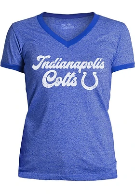 Indianapolis Colts Womens Blue Ringer Short Sleeve T-Shirt