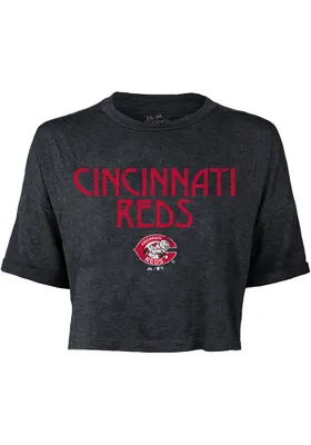 Cincinnati Reds Womens Black Desdemona Short Sleeve T-Shirt