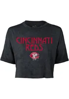 Cincinnati Reds Womens Black Desdemona Short Sleeve T-Shirt