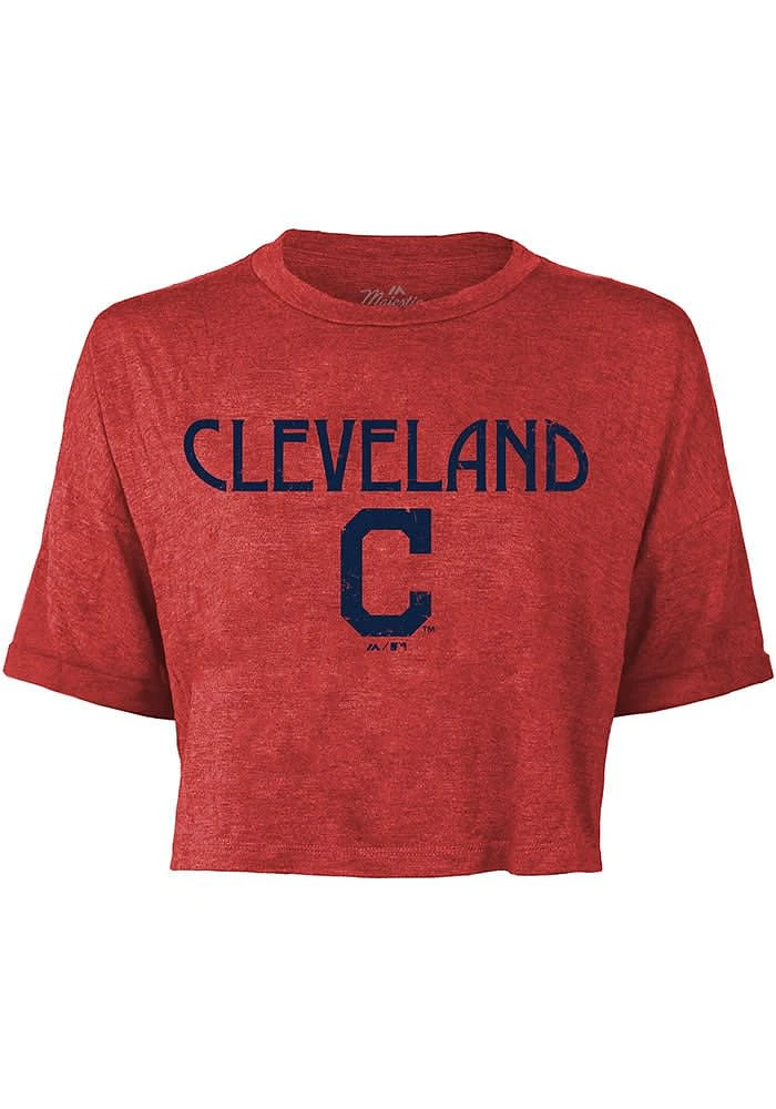 Cleveland Guardians Womens Red Desdemona Short Sleeve T-Shirt