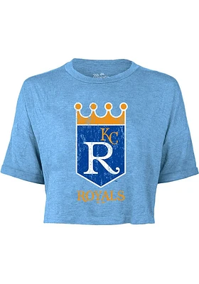 Kansas City Royals Womens Light Blue Blend Mix Short Sleeve T-Shirt
