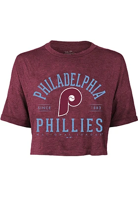 Philadelphia Phillies Womens Maroon Field Goal Short Sleeve T-Shirt
