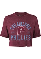 Philadelphia Phillies Womens Maroon Field Goal Short Sleeve T-Shirt