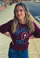 Philadelphia Phillies Womens Maroon Field Goal Short Sleeve T-Shirt