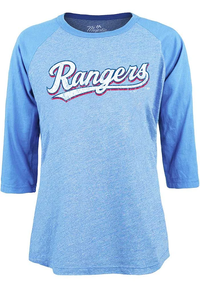 Texas Rangers Womens Light Blue Triblend LS Tee