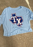 Texas Rangers Womens Light Blue Alt Cap Short Sleeve T-Shirt