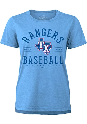 Texas Rangers Womens Light Blue Field Goal Short Sleeve T-Shirt