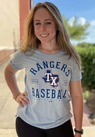 Texas Rangers Womens Light Blue Field Goal Short Sleeve T-Shirt