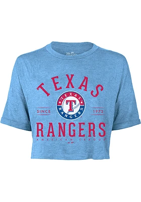 Texas Rangers Womens Light Blue Field Goal Edition Short Sleeve T-Shirt