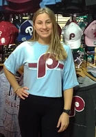JT Realmuto Philadelphia Phillies Womens Light Blue Hard Hit Player T-Shirt