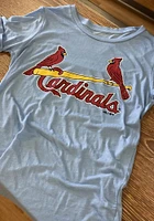 St Louis Cardinals Womens Light Blue Boyfriend Short Sleeve T-Shirt