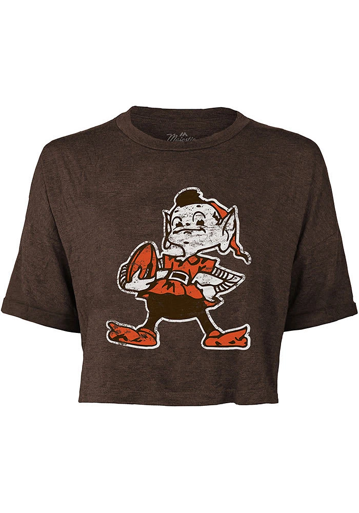 Brownie Majestic Threads Cleveland Browns Womens Brown Throwback Short Sleeve T-Shirt