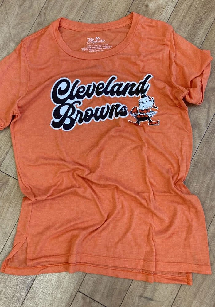 Cleveland Browns Womens Orange Funky Town Short Sleeve T-Shirt