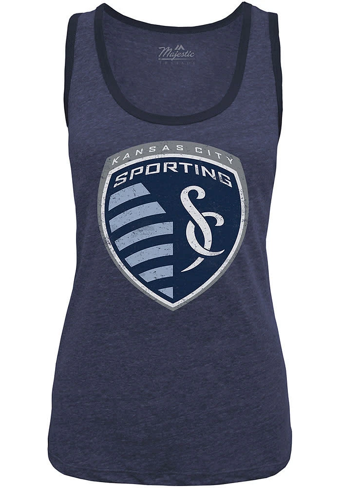 Sporting Kansas City Womens Navy Blue Contrast Tank Top