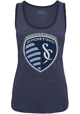 Sporting Kansas City Womens Navy Blue Contrast Tank Top