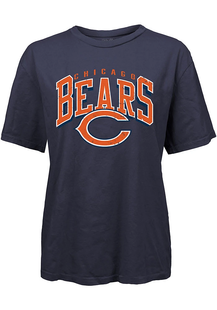 Chicago Bears Womens Navy Blue Burble Short Sleeve T-Shirt