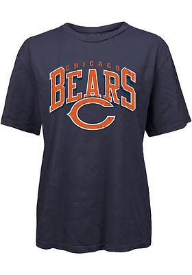 Chicago Bears Womens Navy Blue Burble Short Sleeve T-Shirt