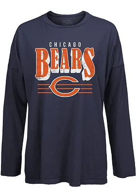 Chicago Bears Womens Navy Blue Bernard LS Tee