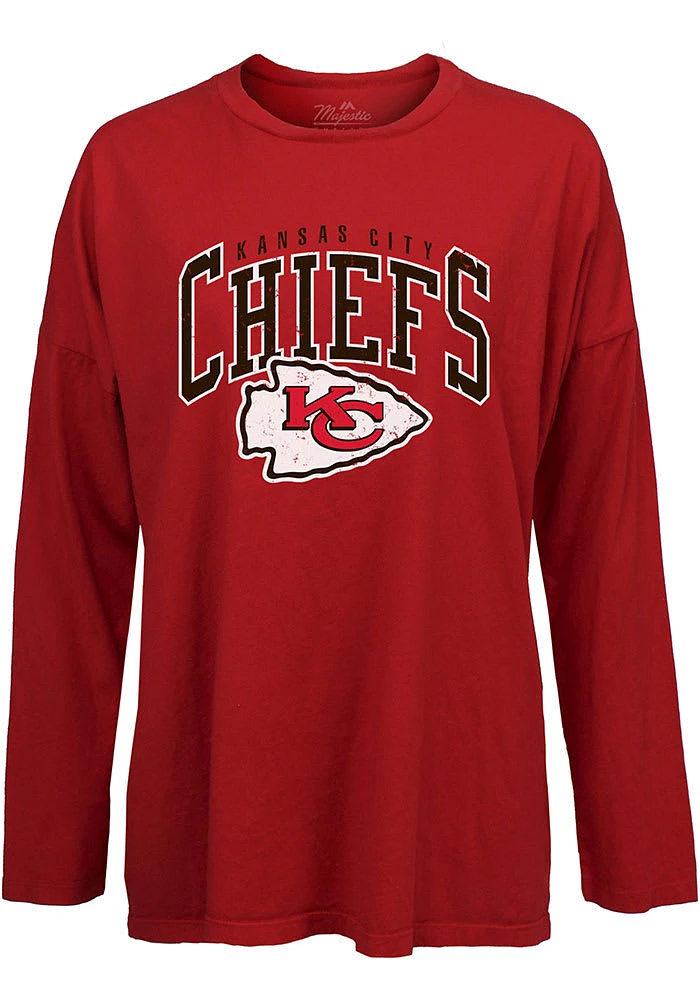 Kansas City Chiefs Womens Red Burple LS Tee