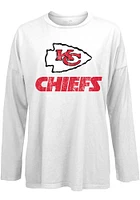 Kansas City Chiefs Womens White Lockup LS Tee