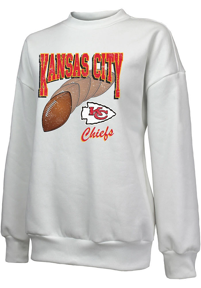 Kansas City Chiefs Womens White Bank Shot Crew Sweatshirt