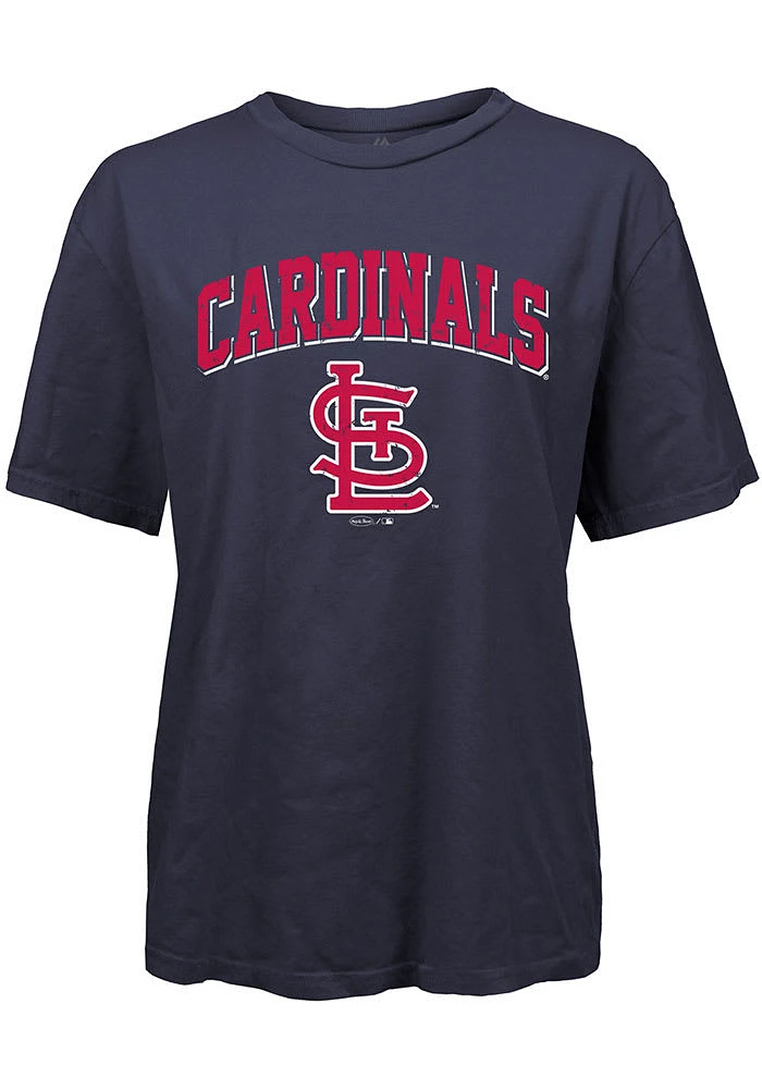 St Louis Cardinals Womens Navy Blue Archer Short Sleeve T-Shirt