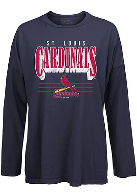 St Louis Cardinals Womens Navy Blue Bernard LS Tee