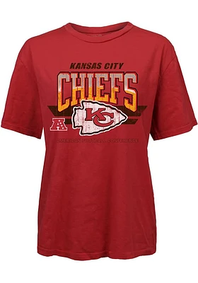 Kansas City Chiefs Womens Red Vintage Classic Short Sleeve T-Shirt