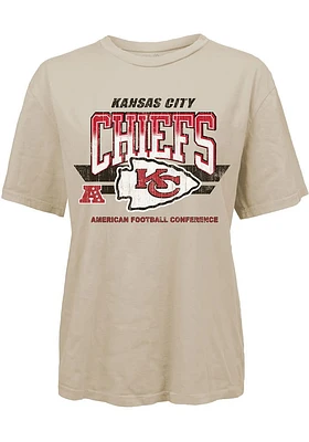 Kansas City Chiefs Womens Oatmeal Vintage Short Sleeve T-Shirt