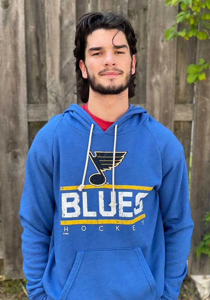 St Louis Blues Mens Blue Triblend Pullover Fashion Hood