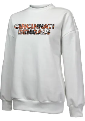 Cincinnati Bengals Womens White Floral Crew Sweatshirt