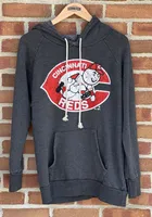 Cincinnati Reds Womens Black Triblend Hooded Sweatshirt