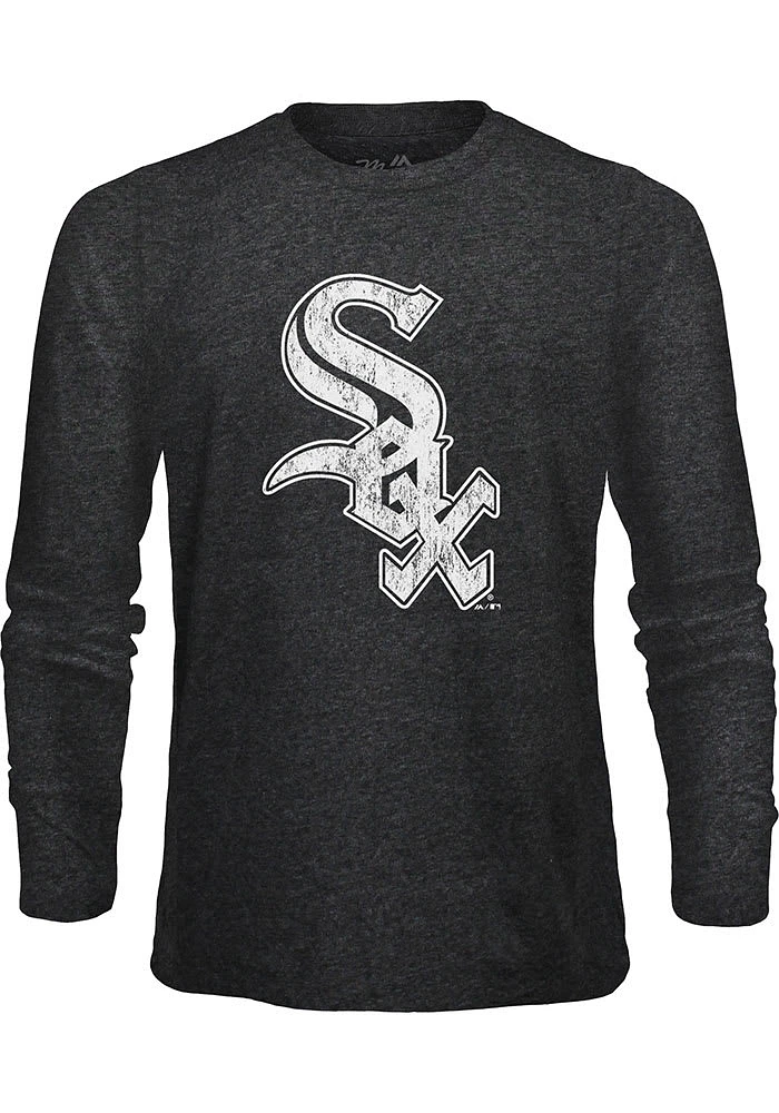 Chicago White Sox Black Primary Logo Long Sleeve Fashion T Shirt
