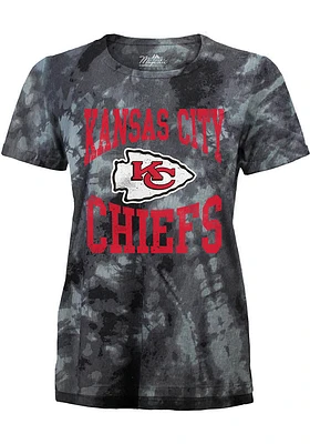 Kansas City Chiefs Womens Black Tie Dye Short Sleeve T-Shirt