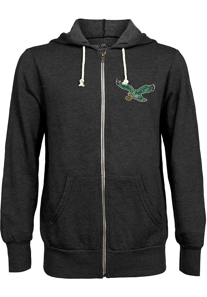Philadelphia Eagles Mens Black LC Retro Long Sleeve Zip Fashion