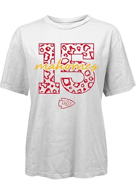 Patrick Mahomes Kansas City Chiefs Womens White Leopard Player T-Shirt