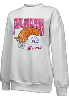 Philadelphia 76ers Womens White Bank Shot Crew Sweatshirt