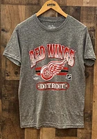 Detroit Red Wings Grey Caps Chunky Century Short Sleeve Fashion T Shirt