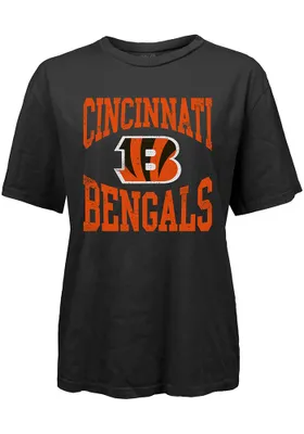 Cincinnati Bengals Womens Black Oversized Short Sleeve T-Shirt