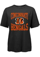 Cincinnati Bengals Womens Black Oversized Short Sleeve T-Shirt