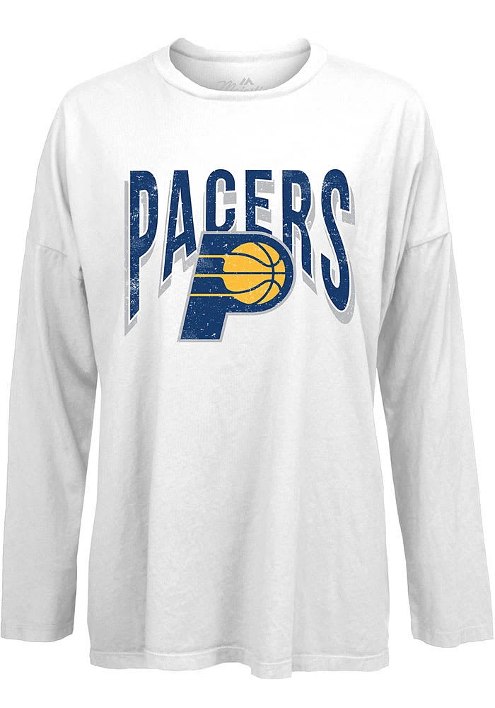 Indiana Pacers Womens White Minerva LS Tee