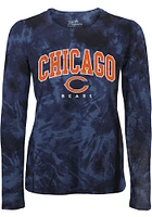 Chicago Bears Womens Navy Blue Tie Dye LS Tee