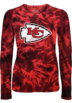 Kansas City Chiefs Womens Red Tie Dye LS Tee