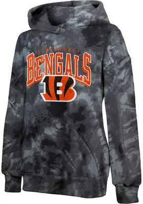 Cincinnati Bengals Womens Black Tie Dye Hooded Sweatshirt