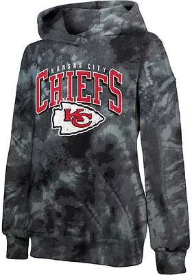 Kansas City Chiefs Womens Black Tie Dye Hooded Sweatshirt