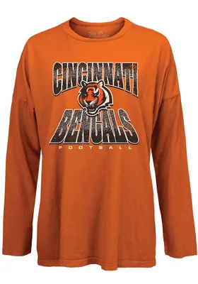 Cincinnati Bengals Womens Orange Oversized LS Tee