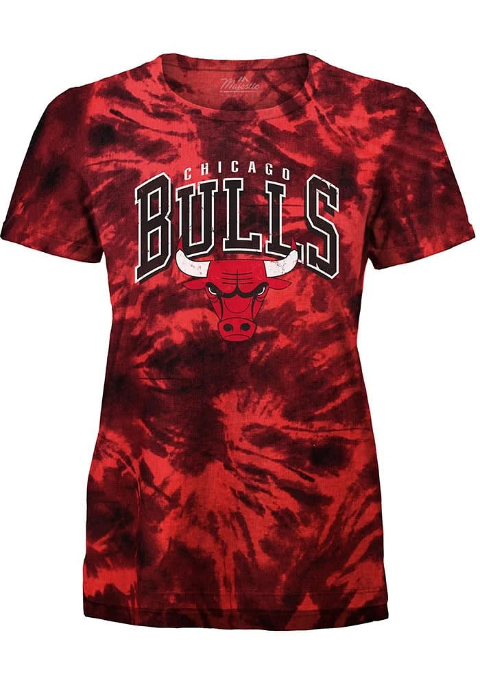 Chicago Bulls Womens Red Script Burble Short Sleeve T-Shirt
