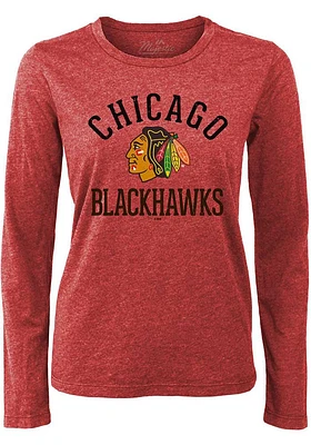 Chicago Blackhawks Womens Red Field Goal LS Tee