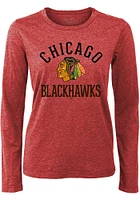 Chicago Blackhawks Womens Red Field Goal LS Tee