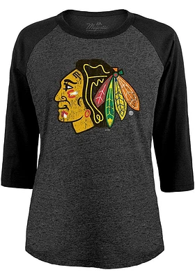 Chicago Blackhawks Womens Black Primary LS Tee